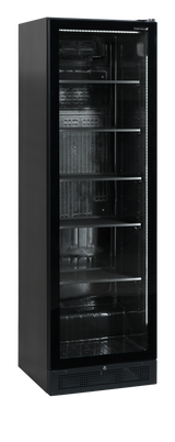 Verkaufskühlschrank – 1 Glastür – 347 L – 595×595×1990 mm – Schwarz – 5 Blech schwarz - Produktansicht