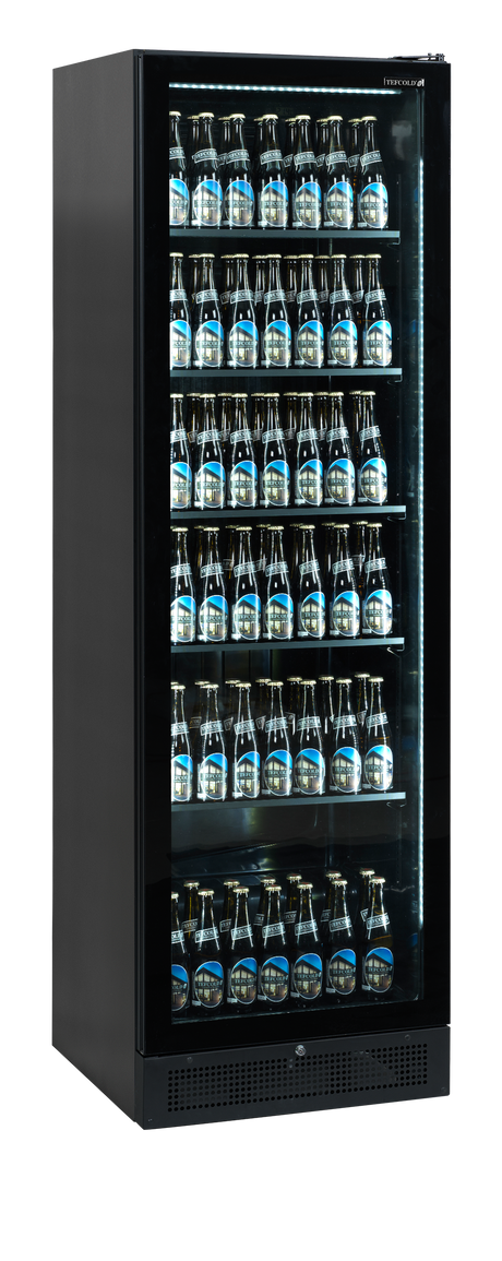 Verkaufskühlschrank – 1 Glastür – 347 L – 595×595×1990 mm – Schwarz – 5 Blech schwarz - Weitere Ansicht
