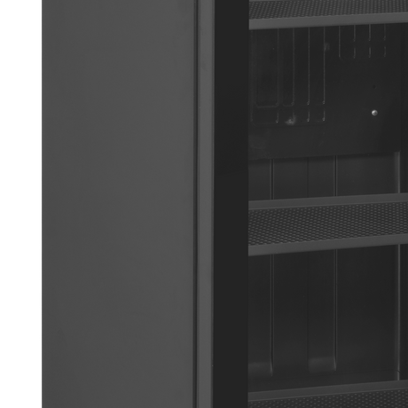 Verkaufskühlschrank – 1 Glastür – 347 L – 595×595×1990 mm – Schwarz – 5 Blech schwarz - Detail