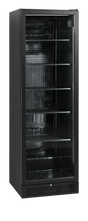Verkaufskühlschrank – 1 Glastür – 263 L – 595×595×1990 mm – Schwarz – 5 Blech schwarz - Produktansicht