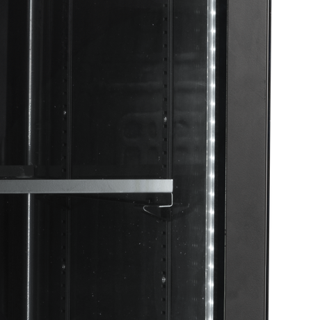 Verkaufskühlschrank – 1 Glastür – 263 L – 595×595×1990 mm – Schwarz – 5 Blech schwarz - Detail