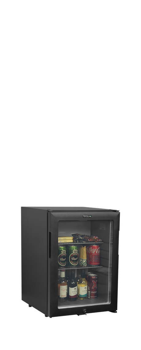 Minibar-Kühlschrank – 1 Glastür – 35 L – 402×453×560 mm – Schwarz - Anwendungsbeispiel
