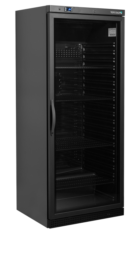 Verkaufskühlschrank – 1 Glastür – 570 L – 777×695×1895 mm – Schwarz – 4 Tragroste, schwarz - Produktansicht