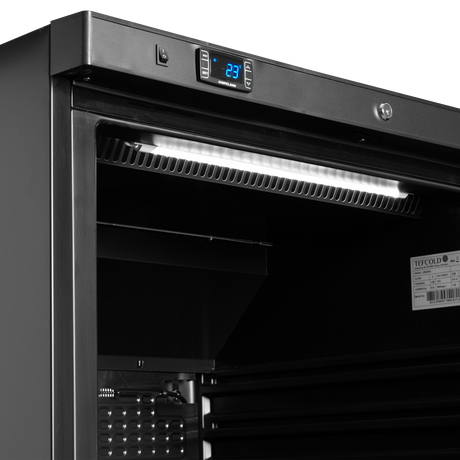 Verkaufskühlschrank – 1 Glastür – 570 L – 777×695×1895 mm – Schwarz – 4 Tragroste, schwarz - Detail