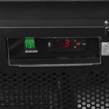 Verkaufskühlschrank – 1 Glastür – 459 L – 750×710×2003 mm – Schwarz RAL9005 – Innenraum schwarz – 5 verstellbar - Detail