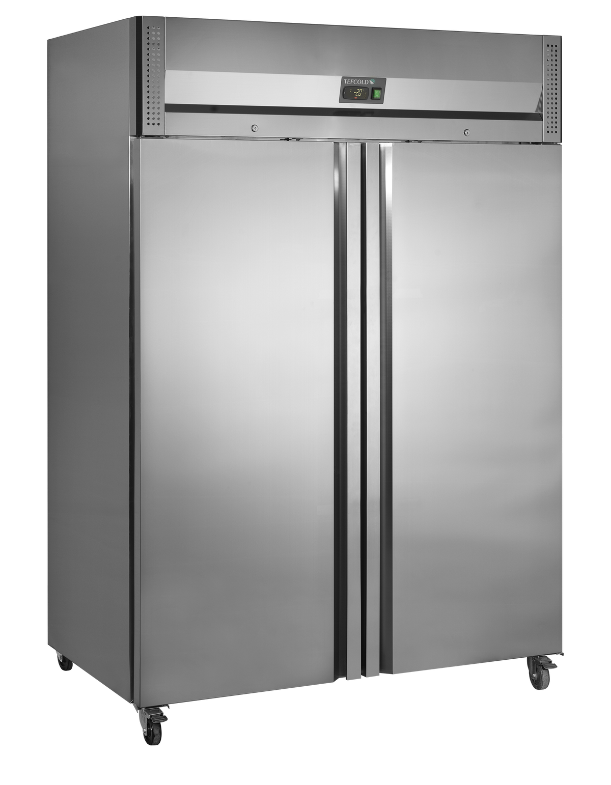 Gewerbegefrierschrank – 2 Türen – 954 L – 1420×875×2090 mm – SS 304 – 6 Tragroste, grau - Produktansicht