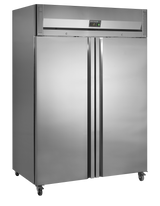Gewerbegefrierschrank – 2 Türen – 954 L – 1420×875×2090 mm – SS 304 – 6 Tragroste, grau - Produktansicht