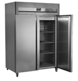 Gewerbegefrierschrank – 2 Türen – 954 L – 1420×875×2090 mm – SS 304 – 6 Tragroste, grau - Innenansicht