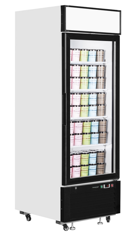 Verkaufsgefrierschrank – 1 Glastür – 405 L – 685×805×2065 mm – Weiß – -25 bis -14 °C – 4 – 650 W - Weitere Ansicht