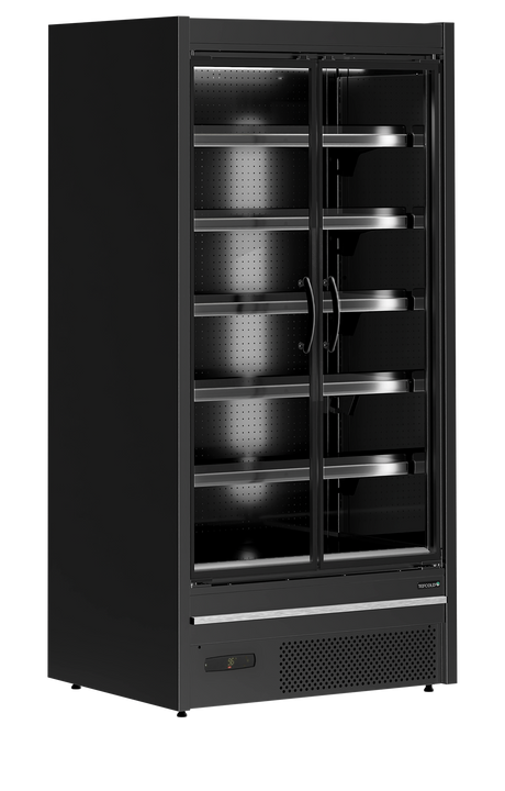 Wandkühlregal – 2 Glastüren – 555 L – 1017×805×2095 mm – Schwarz RAL9005 - Produktansicht
