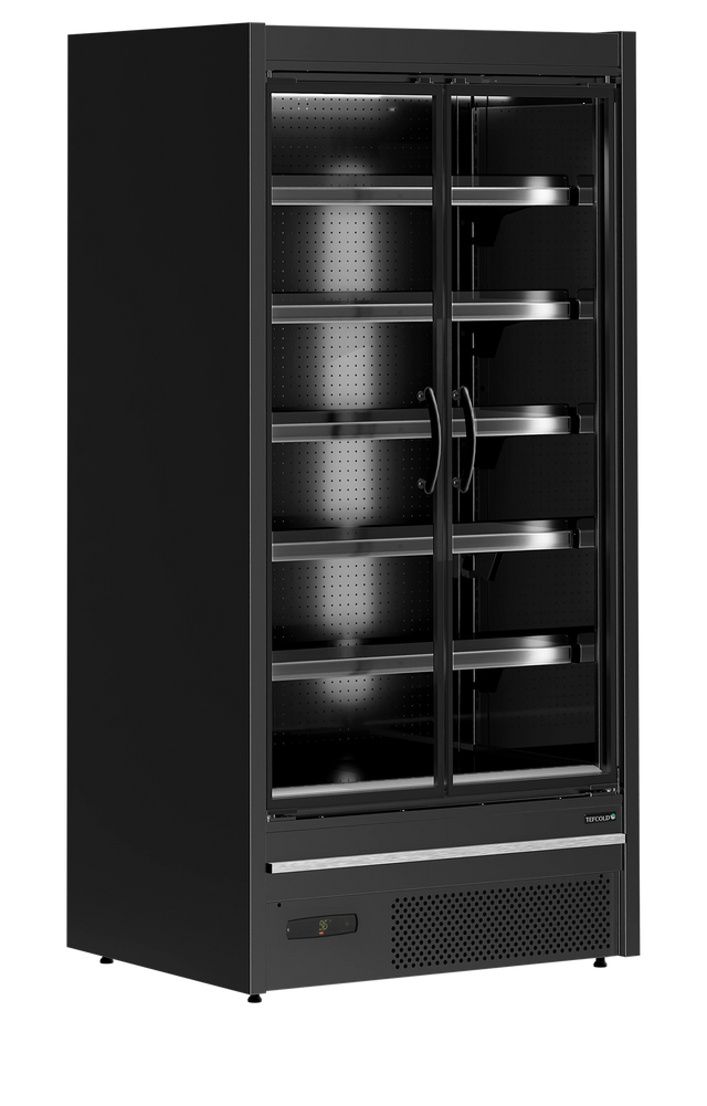 Wandkühlregal – 2 Glastüren – 555 L – 1017×805×2095 mm – Schwarz RAL9005 - Produktansicht