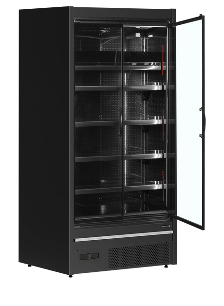 Wandkühlregal – 2 Glastüren – 555 L – 1017×805×2095 mm – Schwarz RAL9005 - Innenansicht
