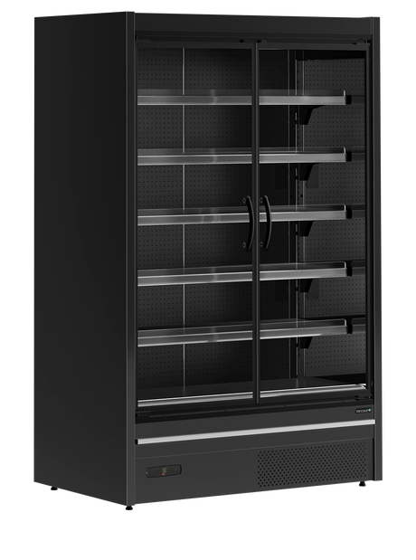 Wandkühlregal – 2 Glastüren – 740 L – 1330×805×2095 mm – Schwarz RAL9005 - Produktansicht