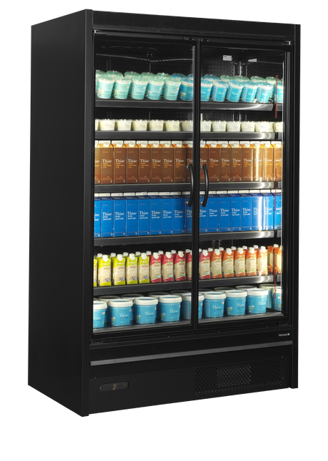 Wandkühlregal – 2 Glastüren – 740 L – 1330×805×2095 mm – Schwarz RAL9005 - Anwendungsbeispiel
