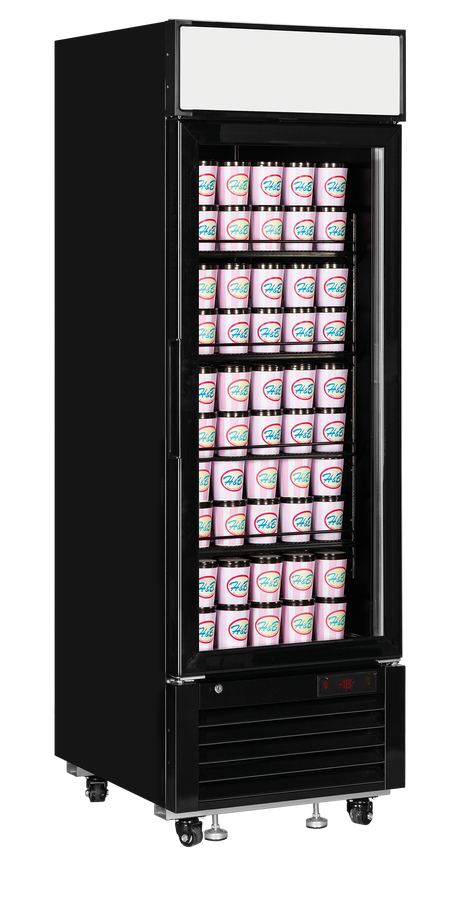 Verkaufsgefrierschrank – 1 Glastür – 405 L – 685×805×2065 mm – Schwarz RAL9005 – -25 bis -14 °C – 4 – 650 W - Weitere Ansicht