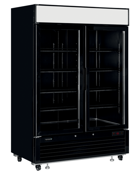 Verkaufsgefrierschrank – 2 Glastüren – 922 L – 1382×805×2065 mm – Schwarz RAL9005 – -25 bis -14 °C – 10 – 1200 W - Produktansicht