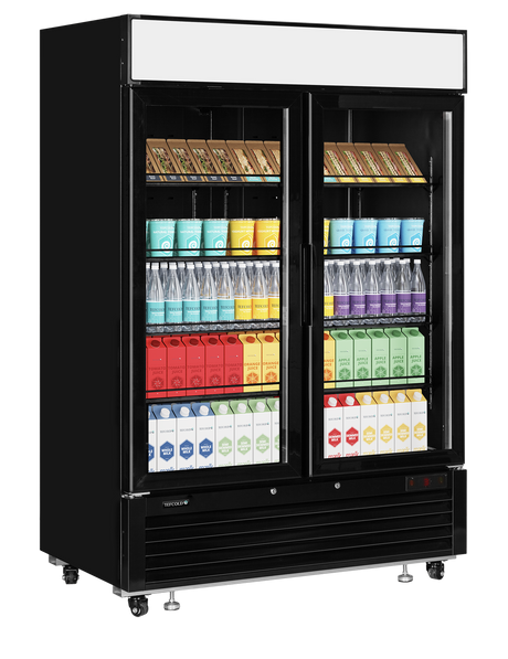 Verkaufskühlschrank – 2 Glastüren – 922 L – 1382×805×2065 mm – Schwarz RAL9005 – 10 - Anwendungsbeispiel