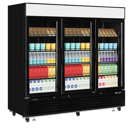 Verkaufskühlschrank – 3 Glastüren – 1436 L – 2079×805×2065 mm – Schwarz RAL9005 – 15 - Anwendungsbeispiel