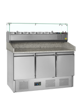Pizzakühltisch mit Kühlaufsatz – 3 Türen – 368 L – 1365×700×1459 mm – SS 201 / SS 304 - Produktansicht