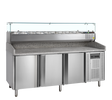 Pizzakühltisch mit Kühlaufsatz – 3 Türen – 565 L – 2045×800×1445 mm – SS 201 / SS 304 - Produktansicht