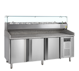 Pizzakühltisch mit Kühlaufsatz – 3 Türen – 565 L – 2045×800×1445 mm – SS 201 / SS 304 - Produktansicht