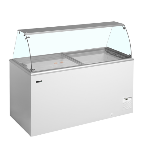 Speiseeisvitrine – 408 L – 1544×694×1330 mm – Weiß, RAL 9010 - Produktansicht
