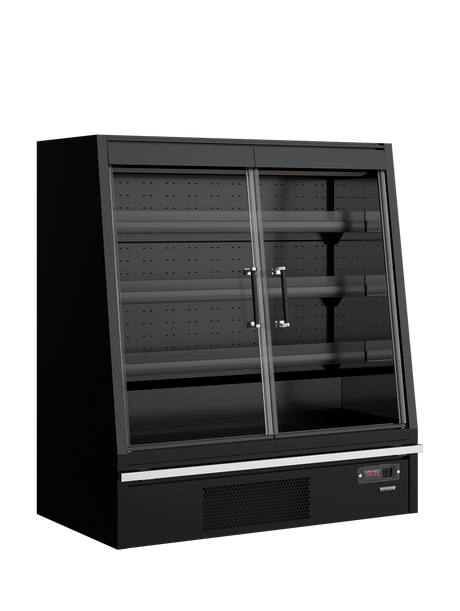 Wandkühlregal – 360 L – 1330×740×1500 mm – Schwarz RAL9005 – Danfoss-Steuerung - Produktansicht