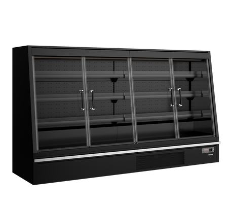 Wandkühlregal – 720 L – 2580×740×1500 mm – Schwarz RAL9005 – Danfoss-Steuerung - Produktansicht