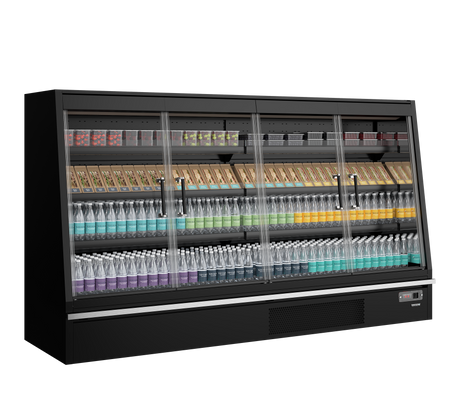 Wandkühlregal – 720 L – 2580×740×1500 mm – Schwarz RAL9005 – Danfoss-Steuerung - Anwendungsbeispiel
