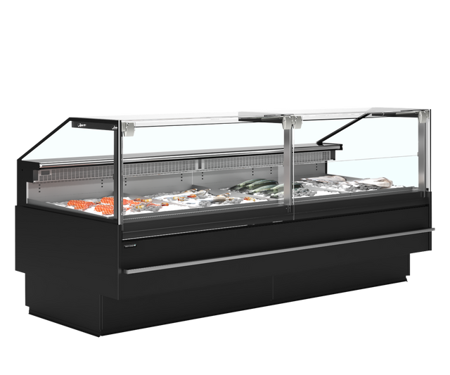 Bedienkühltheke – 620 L – 2548×1130×1190 mm – Schwarz RAL9005 - Produktansicht