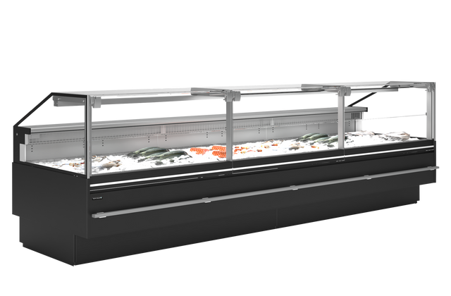 Bedienkühltheke – 930 L – 3798×1130×1190 mm – Schwarz RAL9005 - Produktansicht
