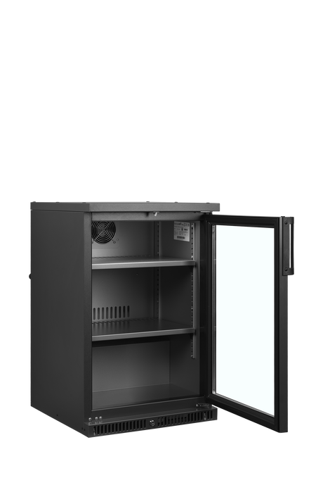 Barkühlschrank – 1 Glastür – 124 L – 555×640×850 mm – Anthrazit RAL 7021 – Türanschlag rechts - Innenansicht