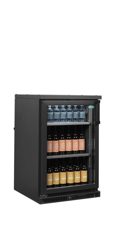 Barkühlschrank – 1 Glastür – 124 L – 555×640×850 mm – Anthrazit RAL 7021 – Türanschlag links - Anwendungsbeispiel