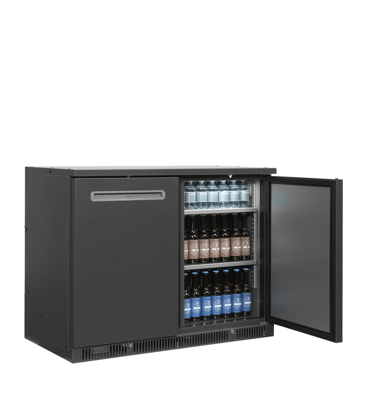 Barkühlschrank – 2 Türen – 260 L – 1110×600×840 mm – Anthrazit RAL 7021 - Anwendungsbeispiel