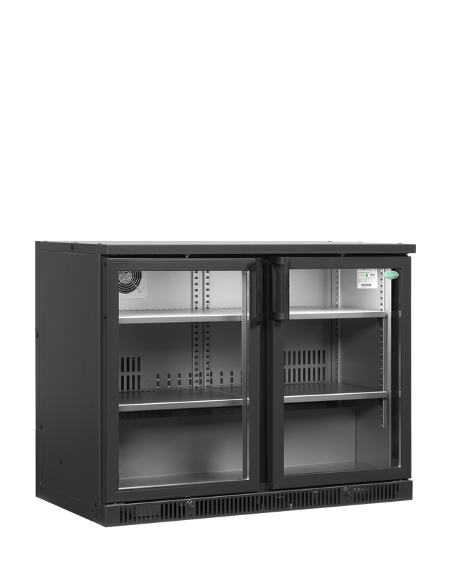 Barkühlschrank – 2 Glastüren – 260 L – 1110×620×840 mm – Anthrazit RAL 7021 - Produktansicht