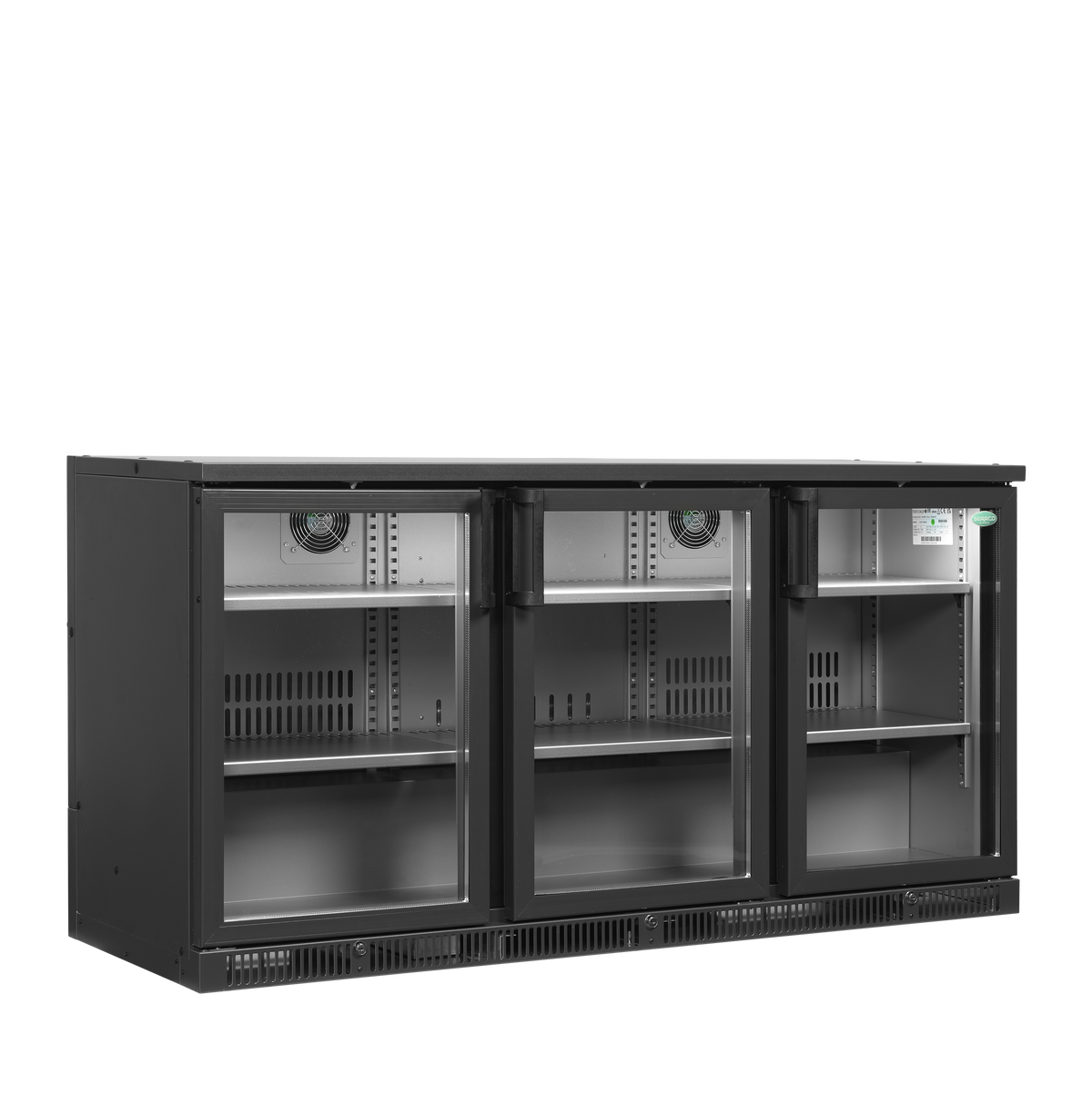 Barkühlschrank – 3 Glastüren – 401 L – 1670×620×840 mm – Anthrazit RAL 7021 - Produktansicht
