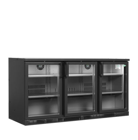 Barkühlschrank – 3 Glastüren – 401 L – 1670×620×840 mm – Anthrazit RAL 7021 - Produktansicht