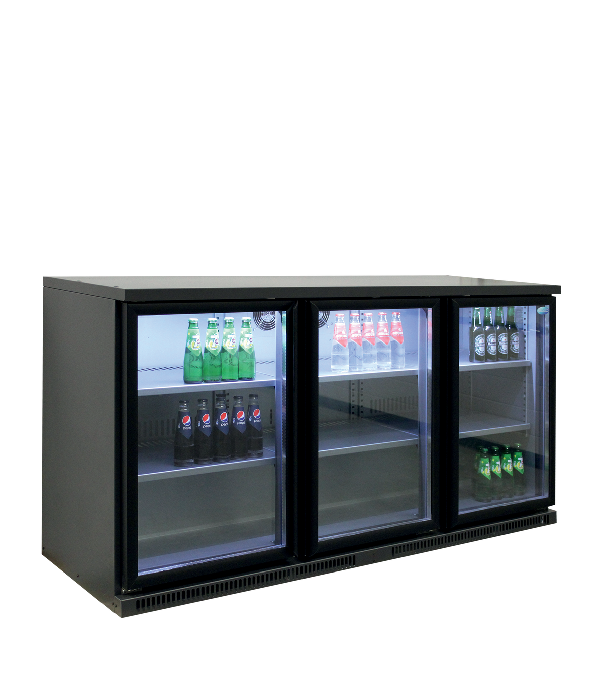 Barkühlschrank – 3 Glastüren – 401 L – 1670×620×840 mm – Anthrazit RAL 7021 - Weitere Ansicht