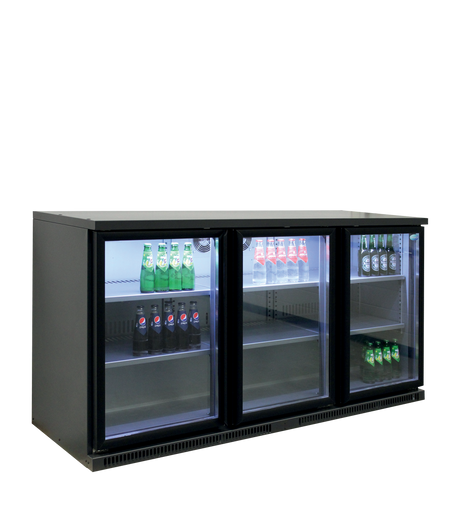 Barkühlschrank – 3 Glastüren – 401 L – 1670×620×840 mm – Anthrazit RAL 7021 - Weitere Ansicht