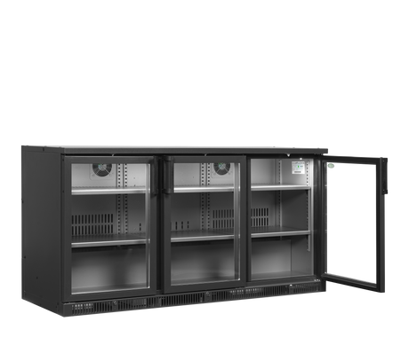 Barkühlschrank – 3 Glastüren – 401 L – 1670×620×840 mm – Anthrazit RAL 7021 - Innenansicht