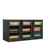 Barkühlschrank – 3 Glastüren – 401 L – 1670×620×840 mm – Anthrazit RAL 7021 - Anwendungsbeispiel