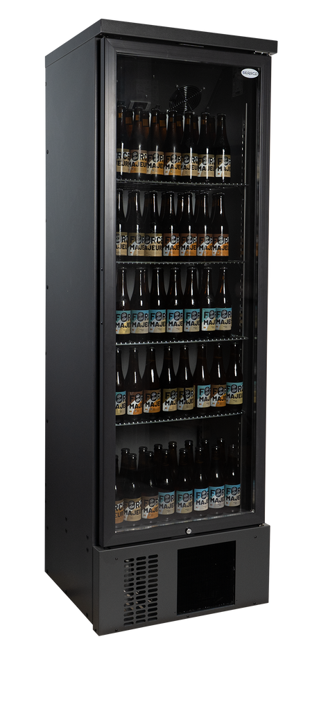 Getränkekühlschrank – 1 Glastür – 260 L – 600×575×1805 mm – Anthrazit RAL 7021 – +2 bis +12 °C - Anwendungsbeispiel