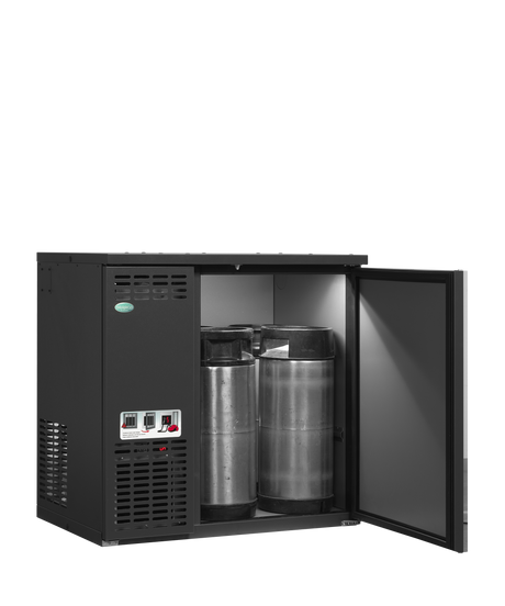 Fasskühler – 1 Tür – 198 L – 880×580×840 mm – Anthrazit RAL 7021 – Kühlaggregat links - Anwendungsbeispiel