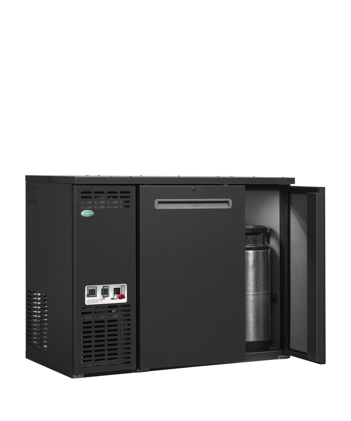 Fasskühler – 2 Türen – 276 L – 1110×580×840 mm – Anthrazit RAL 7021 – Kühlaggregat links - Anwendungsbeispiel