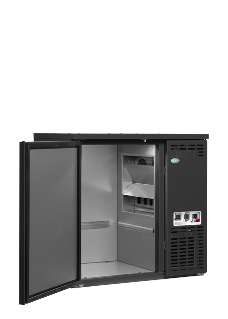 Fasskühler – 1 Tür – 198 L – 880×580×840 mm – Anthrazit RAL 7021 – Kühlaggregat rechts - Innenansicht