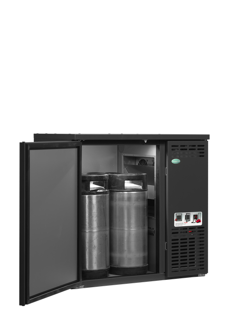 Fasskühler – 1 Tür – 198 L – 880×580×840 mm – Anthrazit RAL 7021 – Kühlaggregat rechts - Anwendungsbeispiel