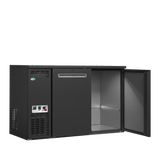 Fasskühler – 2 Türen – 367 L – 1350×580×840 mm – Anthrazit RAL 7021 – Kühlaggregat links - Innenansicht