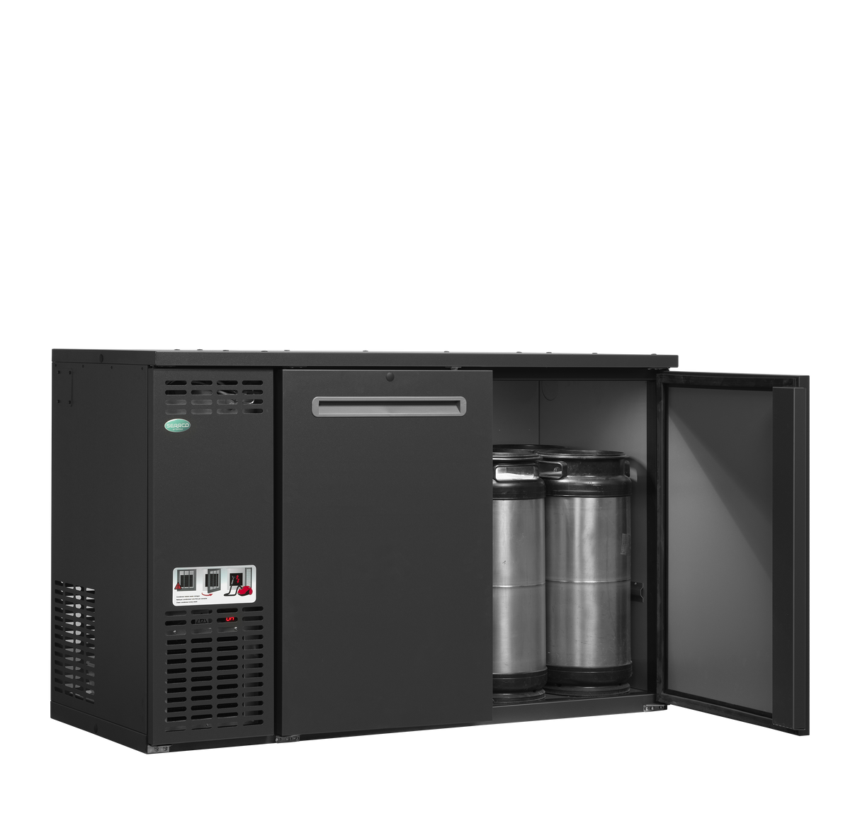 Fasskühler – 2 Türen – 367 L – 1350×580×840 mm – Anthrazit RAL 7021 – Kühlaggregat links - Anwendungsbeispiel