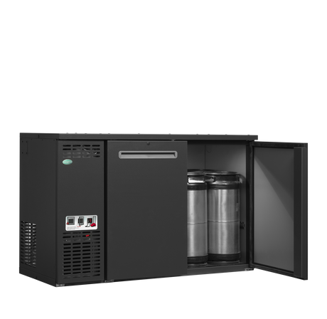 Fasskühler – 2 Türen – 367 L – 1350×580×840 mm – Anthrazit RAL 7021 – Kühlaggregat links - Anwendungsbeispiel