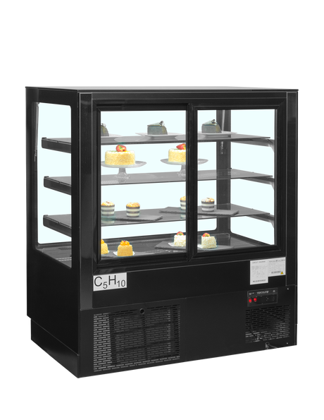 Kühltheke – 2 Glasschiebetüren – 248 L – 900×750×1360 mm – Schwarz / Glas - Weitere Ansicht